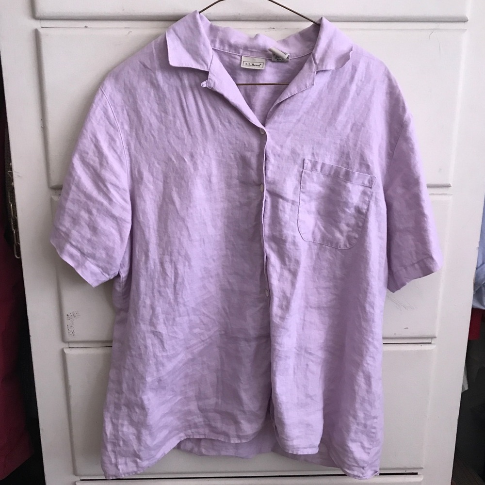 LL BEAN 100% linen button down shirt